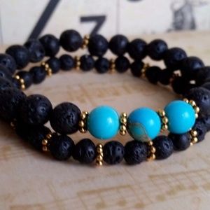 Natural Lava Stone Bracelets 8mm and 6mm stones